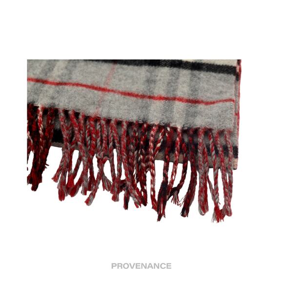 🔴 Burberry Scarf - Nova Check Cashmere Grey Red - Picture 4 of 7